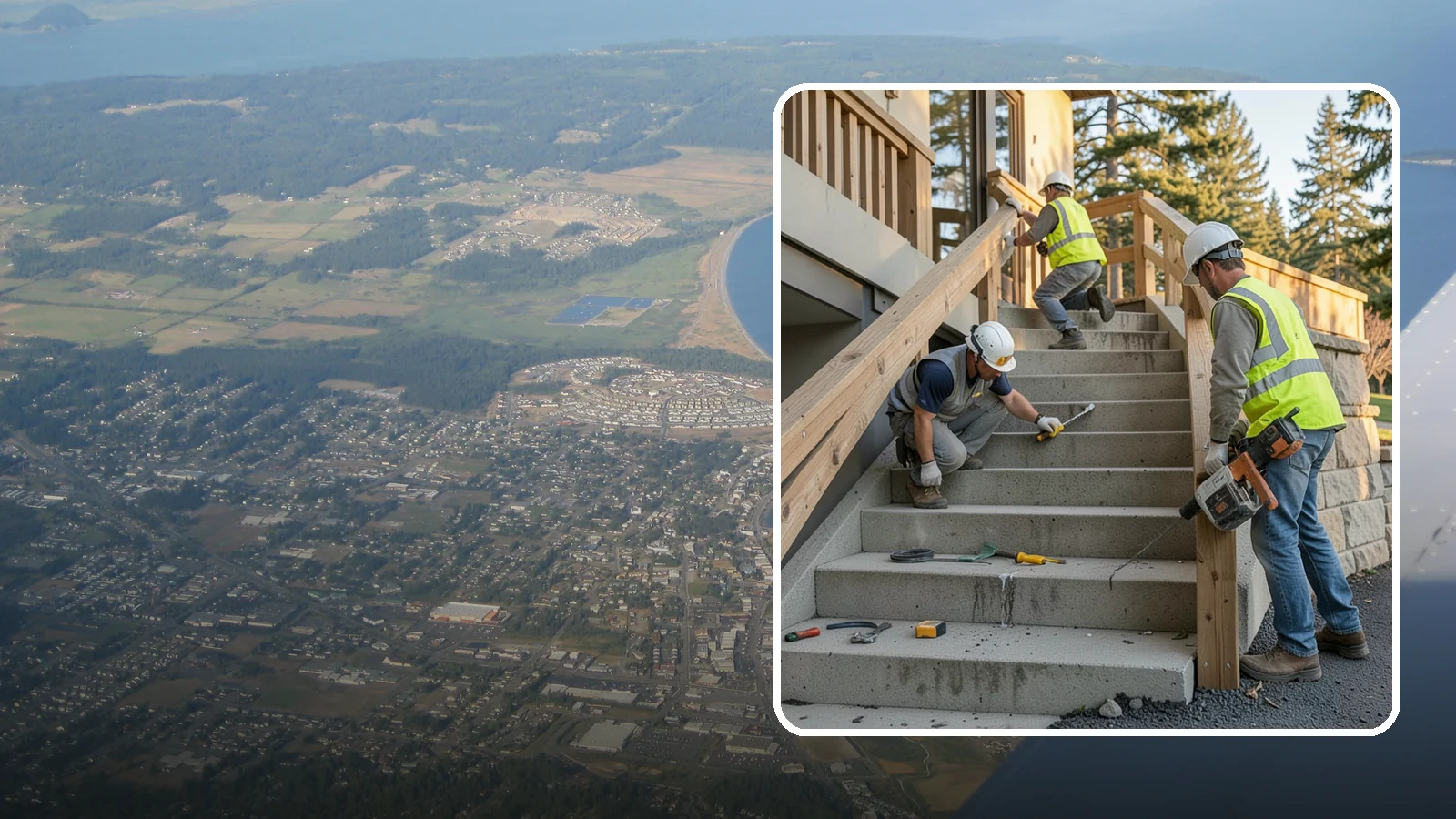 Stair Repairs in Oak Harbor, Island County, WA - We repair public concrete, timber, and stone stairs to restore safe, uniform, code-compliant treads.