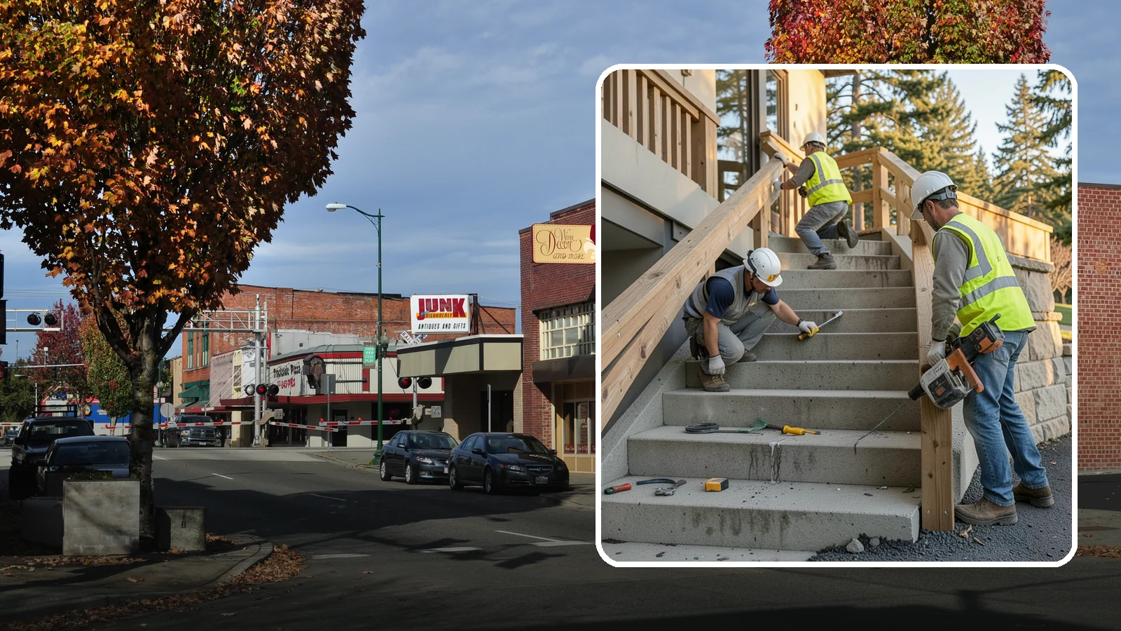 Stair Repairs in Puyallup, Pierce County, WA - We repair public concrete, timber, and stone stairs to restore safe, uniform, code-compliant treads.