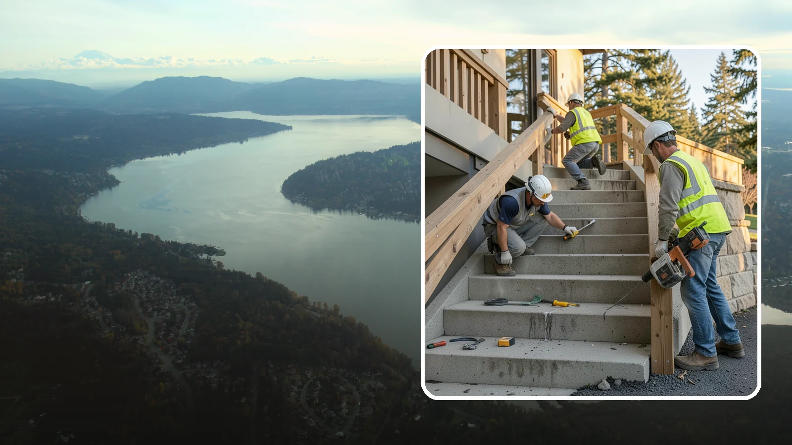 Stair Repairs in Sammamish, King County, WA - We repair public concrete, timber, and stone stairs to restore safe, uniform, code-compliant treads.