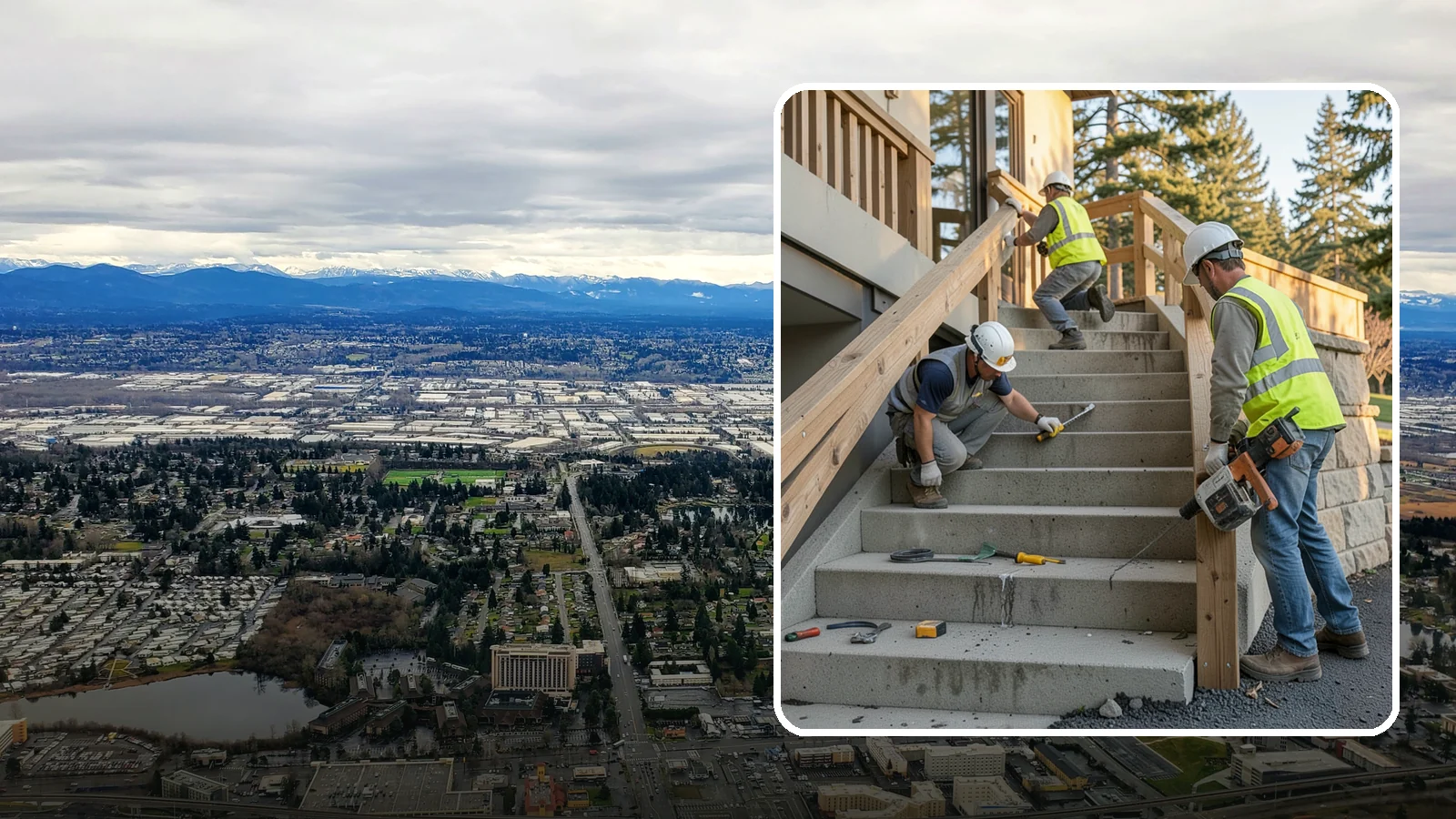 Stair Repairs in SeaTac, King County, WA - We repair public concrete, timber, and stone stairs to restore safe, uniform, code-compliant treads.