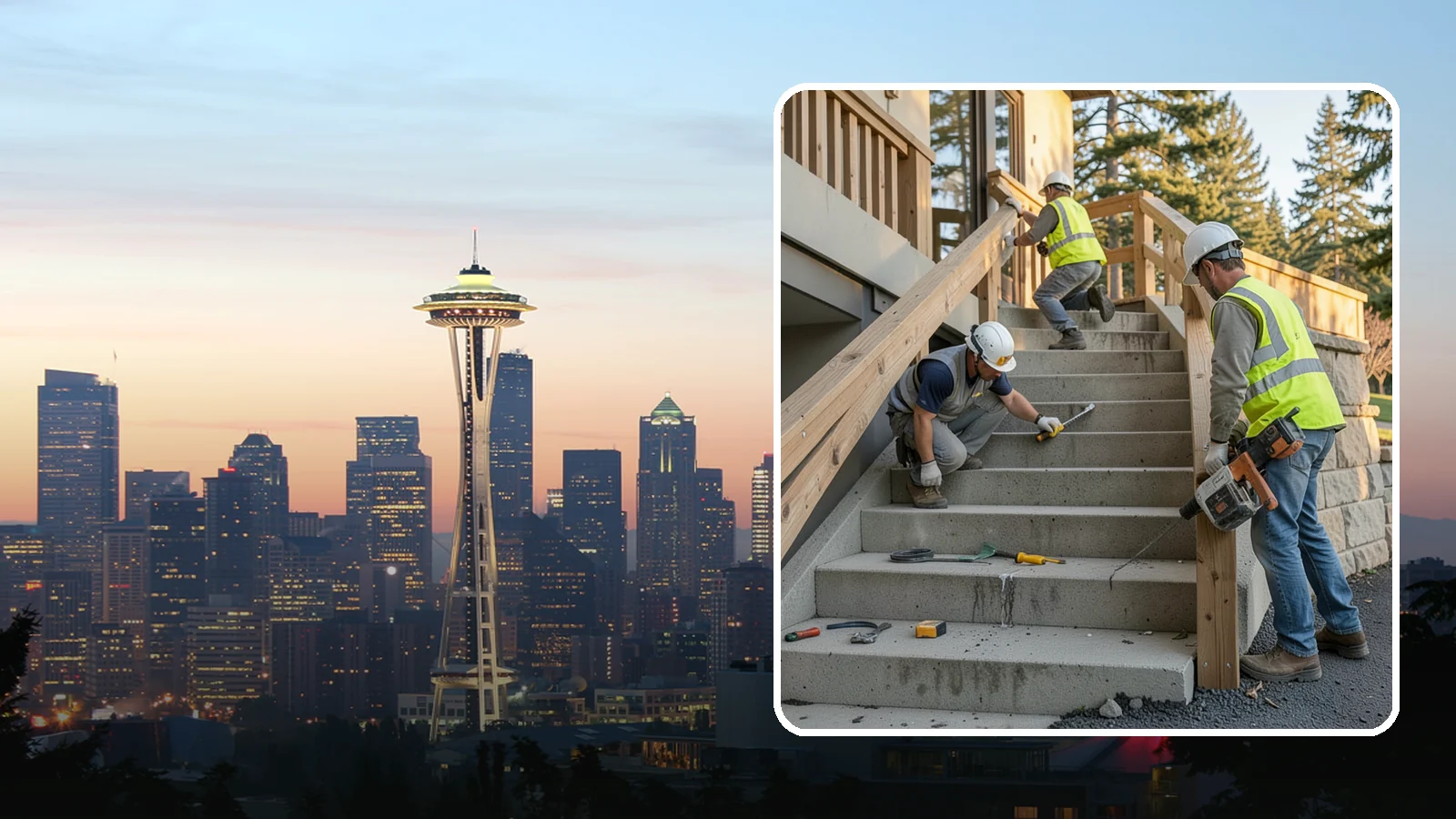 Stair Repairs in Seattle, King County, WA - We repair public concrete, timber, and stone stairs to restore safe, uniform, code-compliant treads.