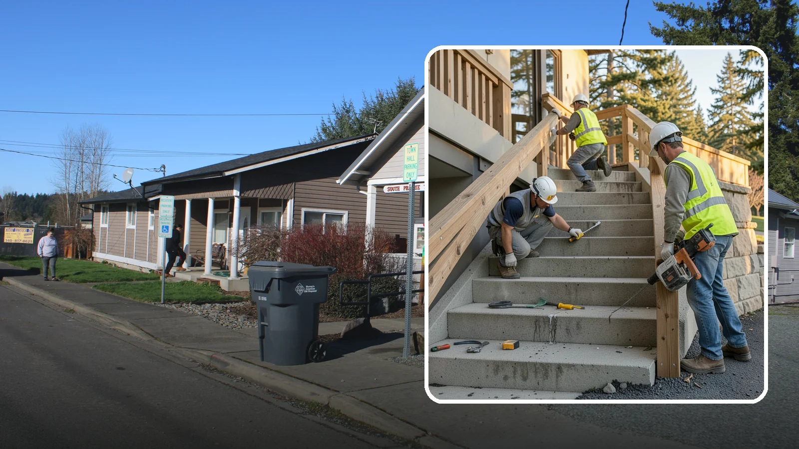 Stair Repairs in South Prairie, Pierce County, WA - We repair public concrete, timber, and stone stairs to restore safe, uniform, code-compliant treads.
