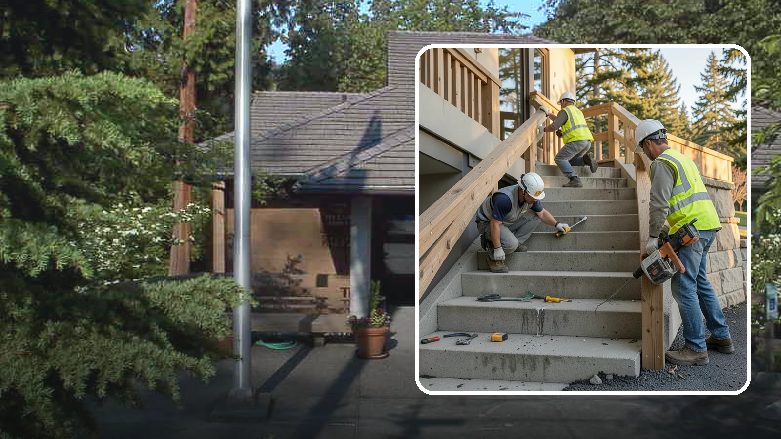 Stair Repairs in Yarrow Point, King County, WA - We repair public concrete, timber, and stone stairs to restore safe, uniform, code-compliant treads.