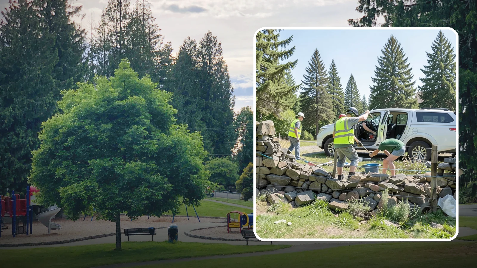 Stone Wall Repairs in Bonney Lake, Pierce County, WA - We repoint and rebuild mortared and dry-stacked stone walls at parks, memorials, and historic sites.