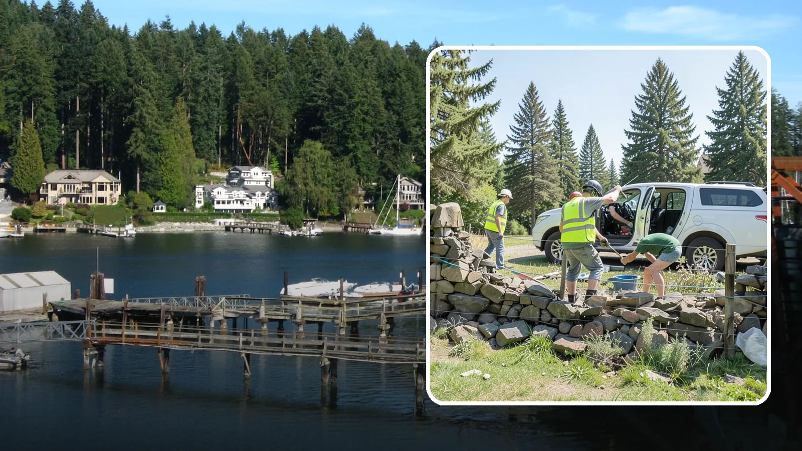 Stone Wall Repairs in Gig Harbor, Pierce County, WA - We repoint and rebuild mortared and dry-stacked stone walls at parks, memorials, and historic sites.