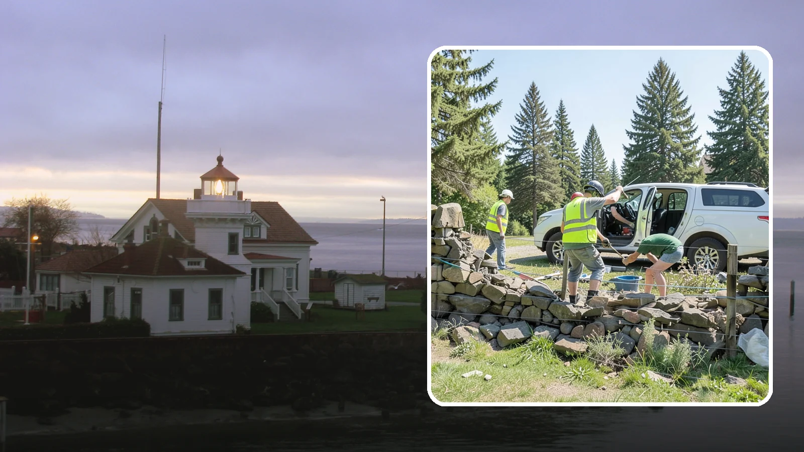 Stone Wall Repairs in Mukilteo, Snohomish County, WA - We repoint and rebuild mortared and dry-stacked stone walls at parks, memorials, and historic sites.