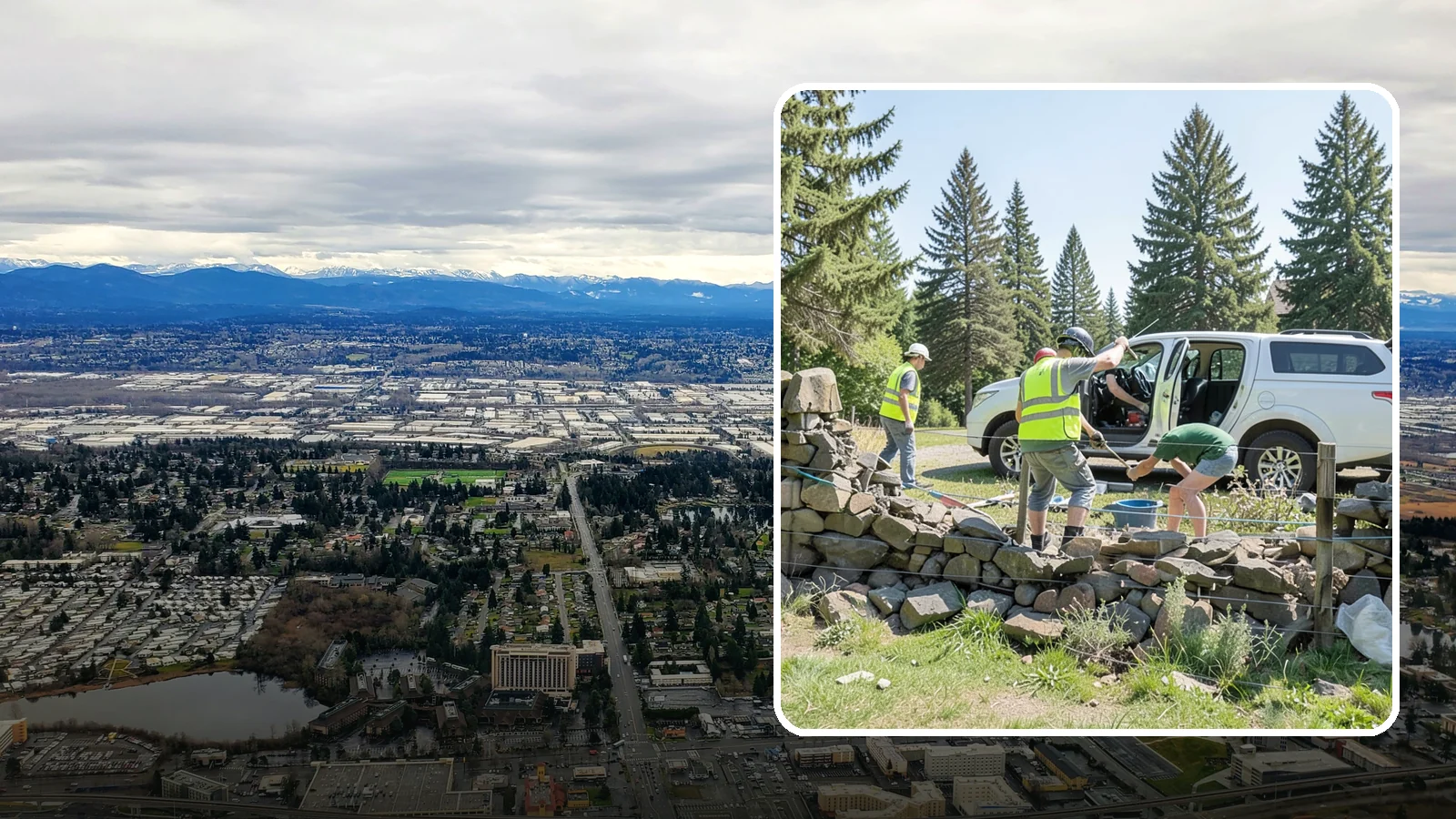 Stone Wall Repairs in SeaTac, King County, WA - We repoint and rebuild mortared and dry-stacked stone walls at parks, memorials, and historic sites.