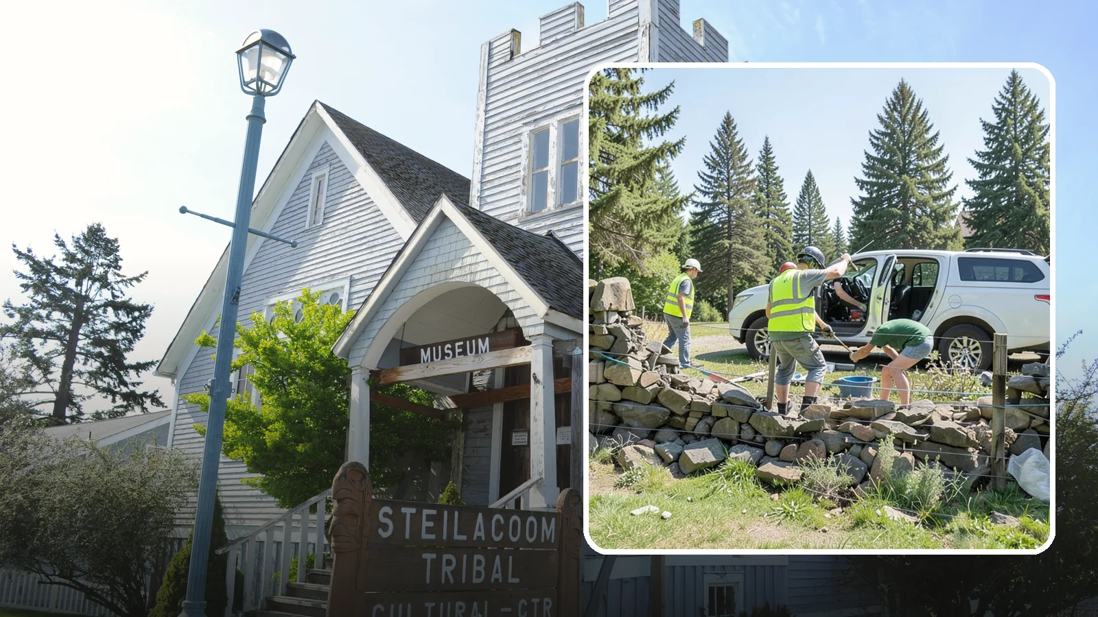 Stone Wall Repairs in Steilacoom, Pierce County, WA - We repoint and rebuild mortared and dry-stacked stone walls at parks, memorials, and historic sites.