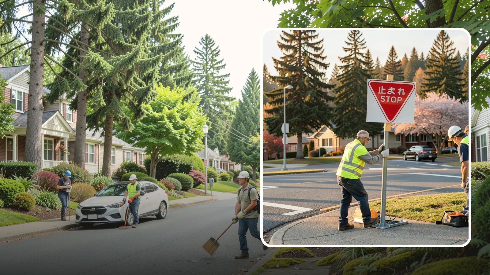Stop Sign Installation in Beaux Arts Village, King County, WA - Installation of regulatory stop signs to MUTCD placement and height specifications for safe intersection control.