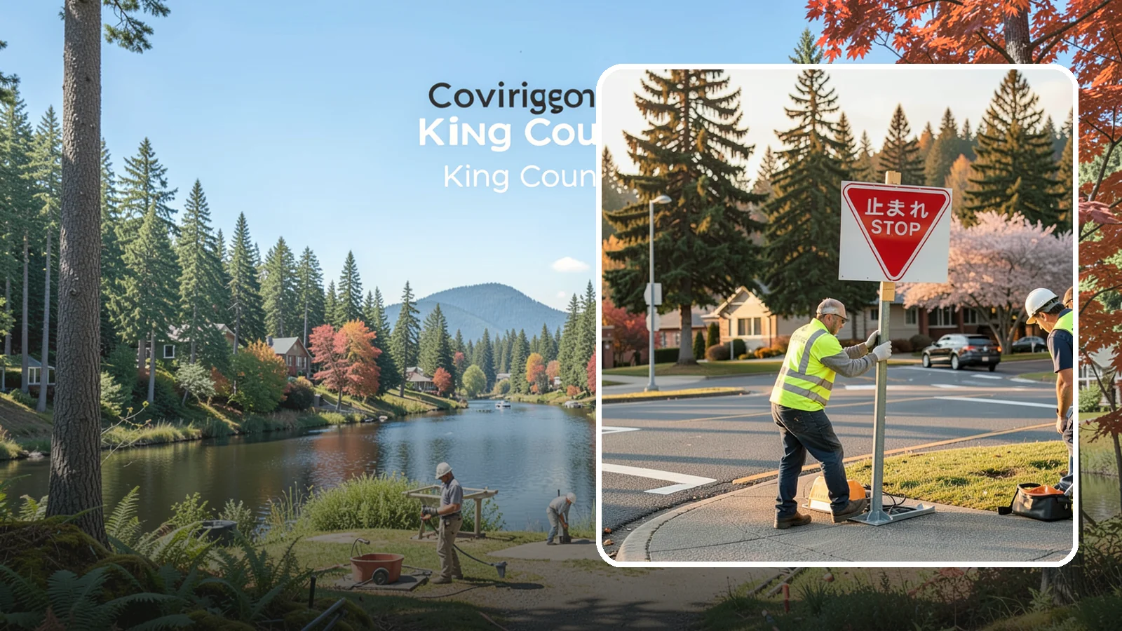 Stop Sign Installation in Covington, King County, WA - Installation of regulatory stop signs to MUTCD placement and height specifications for safe intersection control.