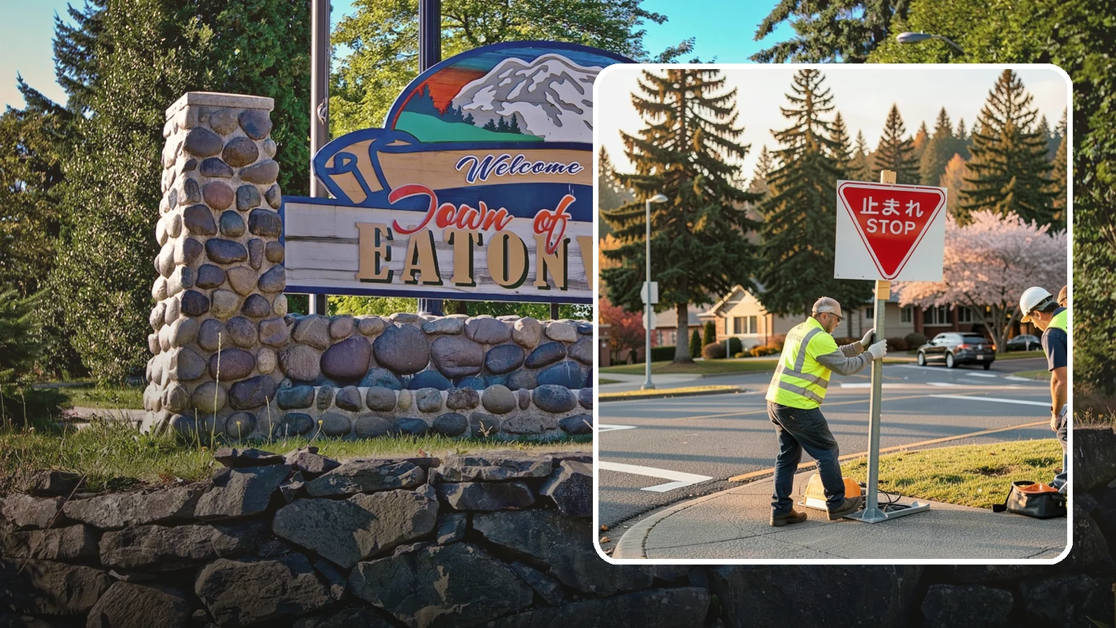 Stop Sign Installation in Eatonville, Pierce County, WA - Installation of regulatory stop signs to MUTCD placement and height specifications for safe intersection control.