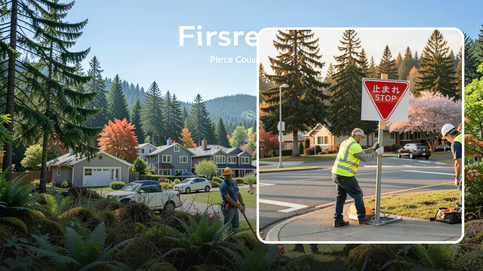 Stop Sign Installation in Fircrest, Pierce County, WA - Installation of regulatory stop signs to MUTCD placement and height specifications for safe intersection control.
