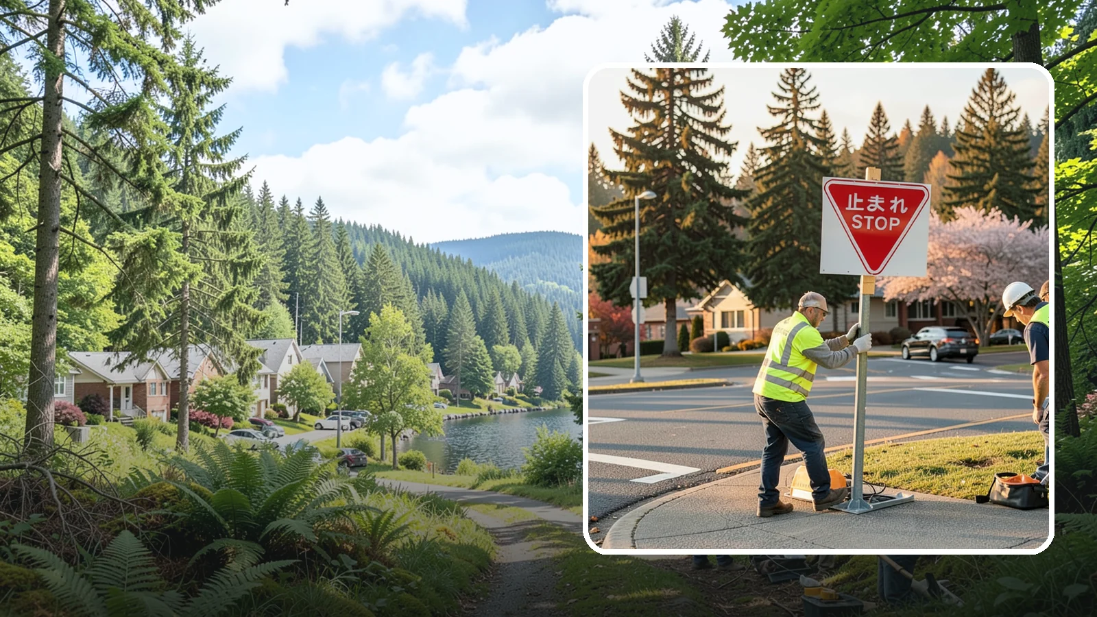 Stop Sign Installation in Lake Forest Park, King County, WA - Installation of regulatory stop signs to MUTCD placement and height specifications for safe intersection control.