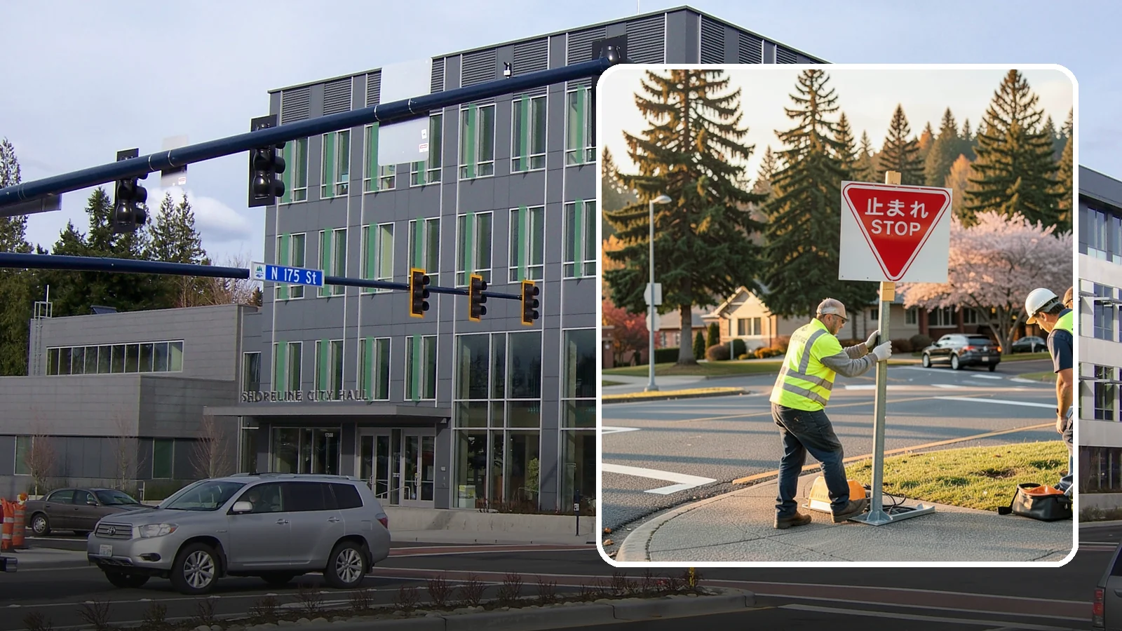 Stop Sign Installation in Shoreline, King County, WA - Installation of regulatory stop signs to MUTCD placement and height specifications for safe intersection control.