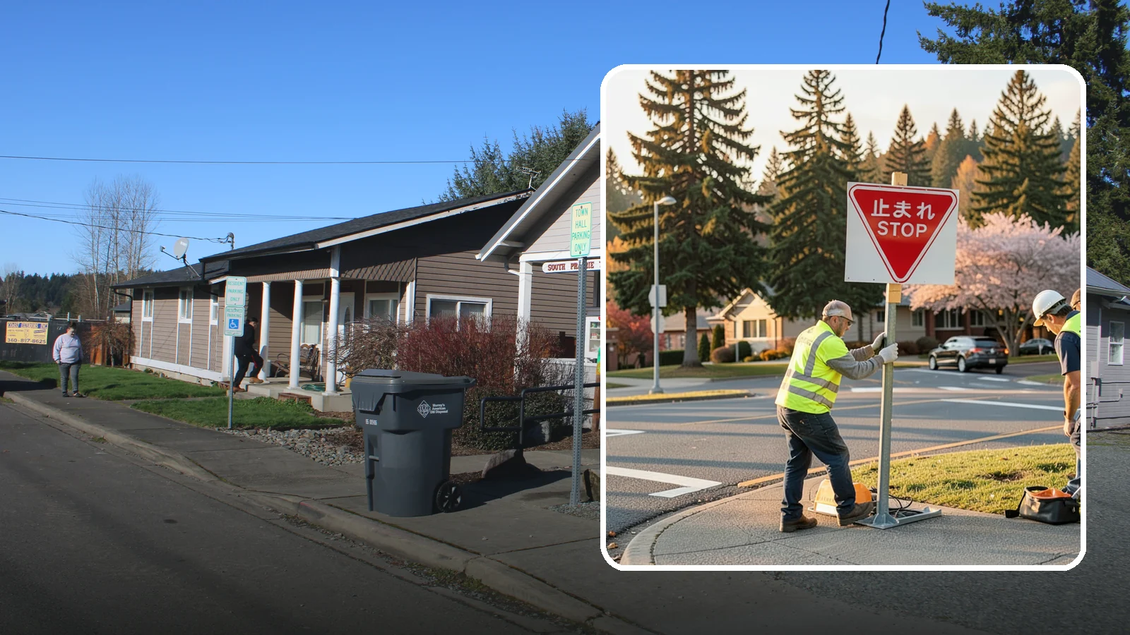 Stop Sign Installation in South Prairie, Pierce County, WA - Installation of regulatory stop signs to MUTCD placement and height specifications for safe intersection control.