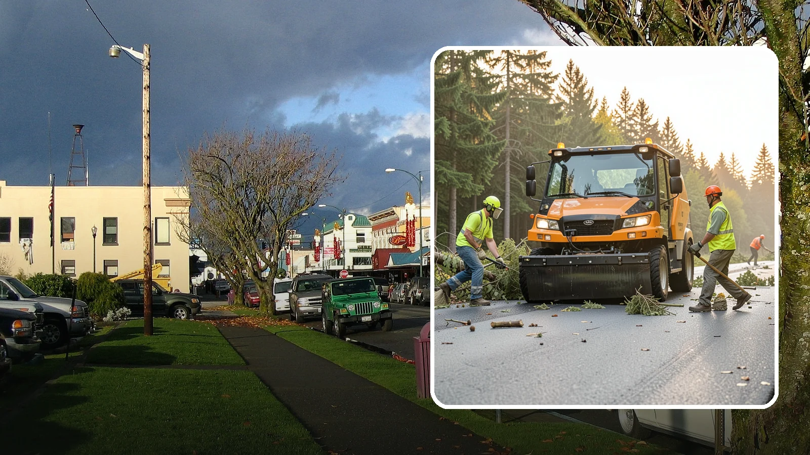 Storm Cleanup in Arlington, Snohomish County, WA - Post-storm debris clearing and hauling of downed limbs and trees from public roads, parks, and facilities with...