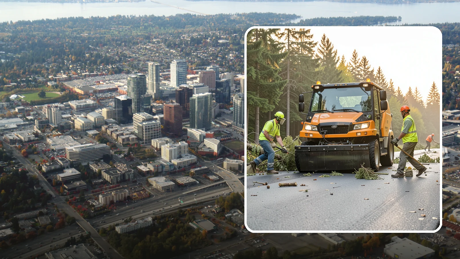 Storm Cleanup in Bellevue, King County, WA - Post-storm debris clearing and hauling of downed limbs and trees from public roads, parks, and facilities with...