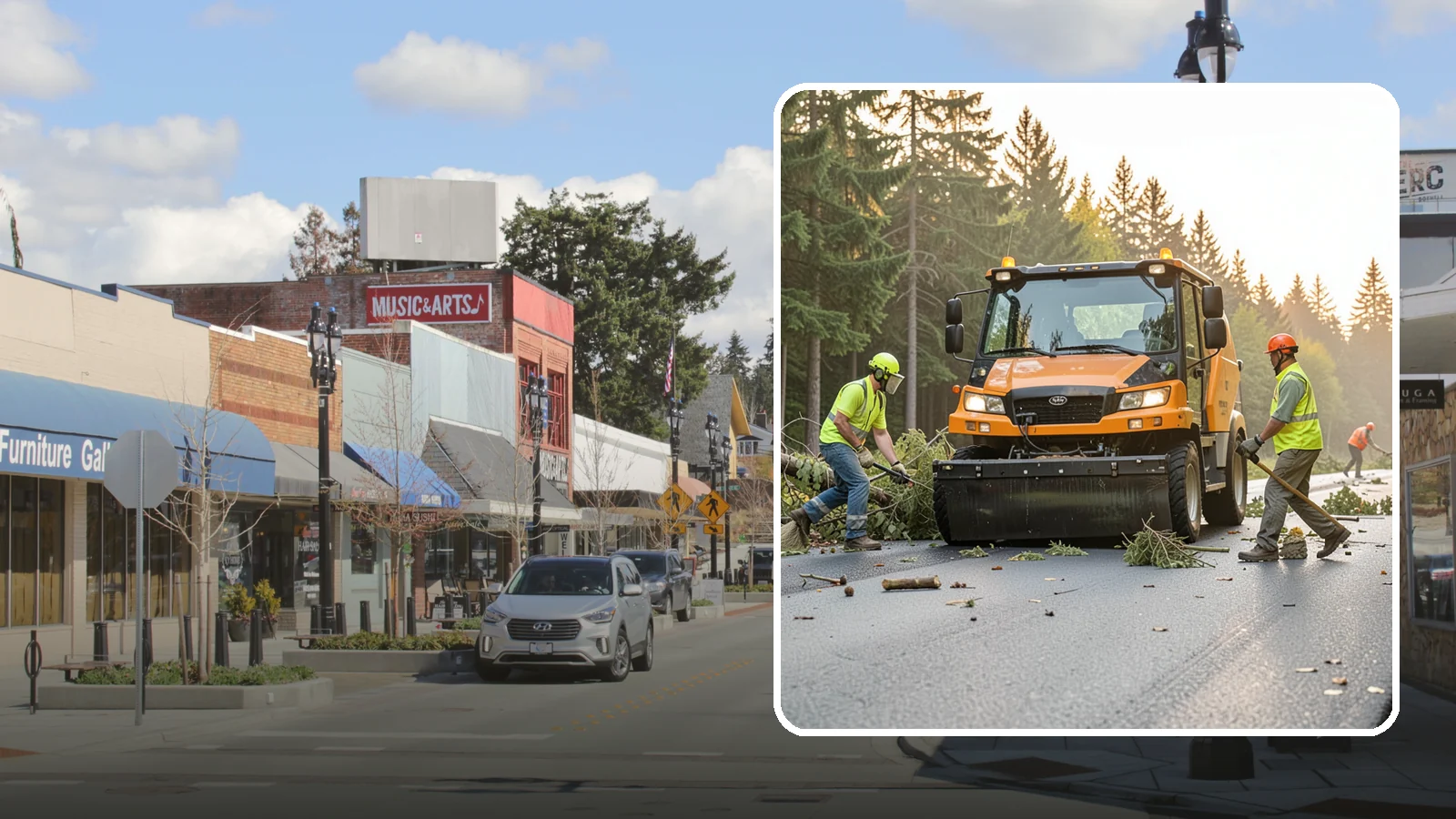 Storm Cleanup in Bothell, King County, WA - Post-storm debris clearing and hauling of downed limbs and trees from public roads, parks, and facilities with...
