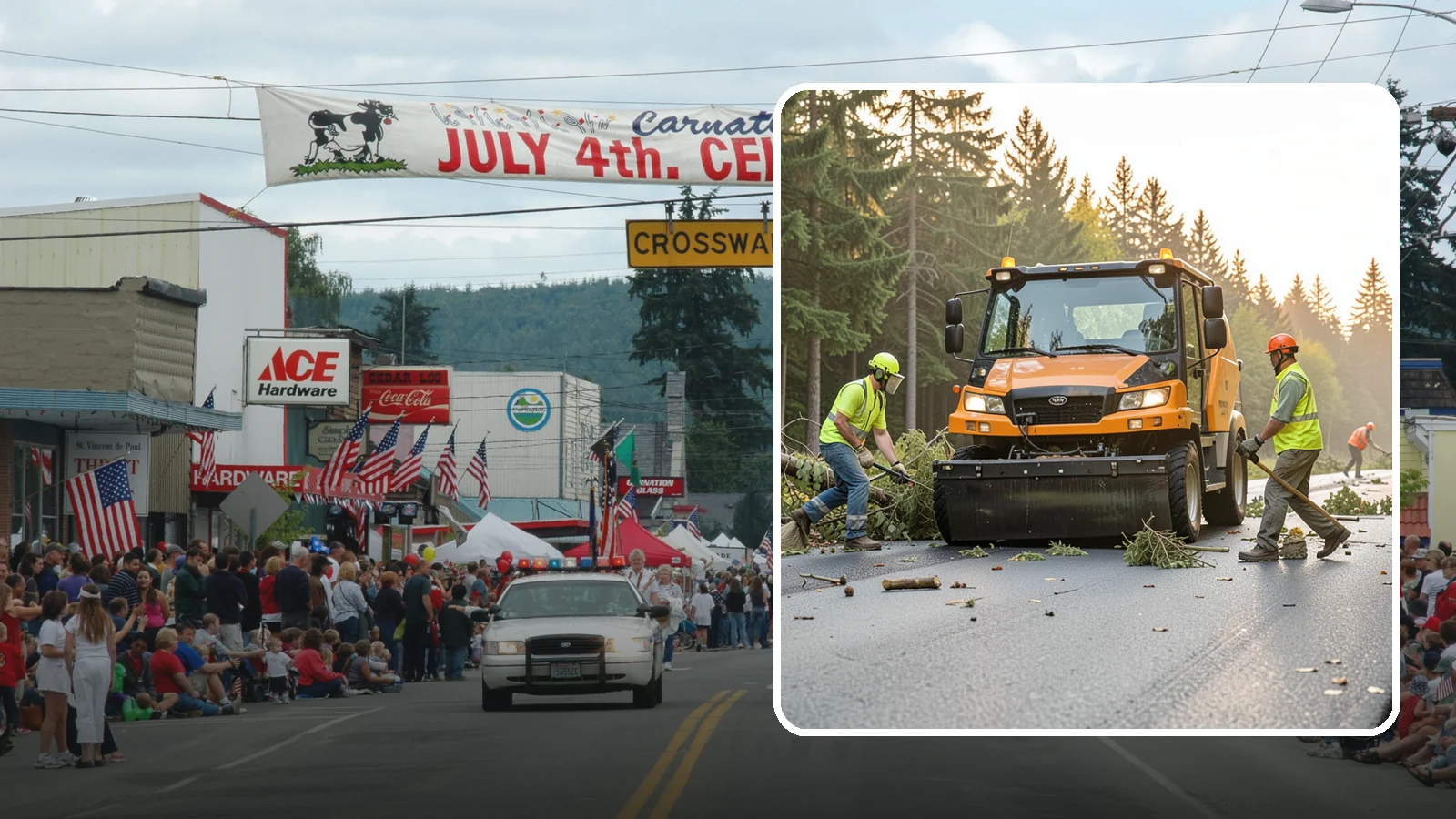 Storm Cleanup in Carnation, King County, WA - Post-storm debris clearing and hauling of downed limbs and trees from public roads, parks, and facilities with...