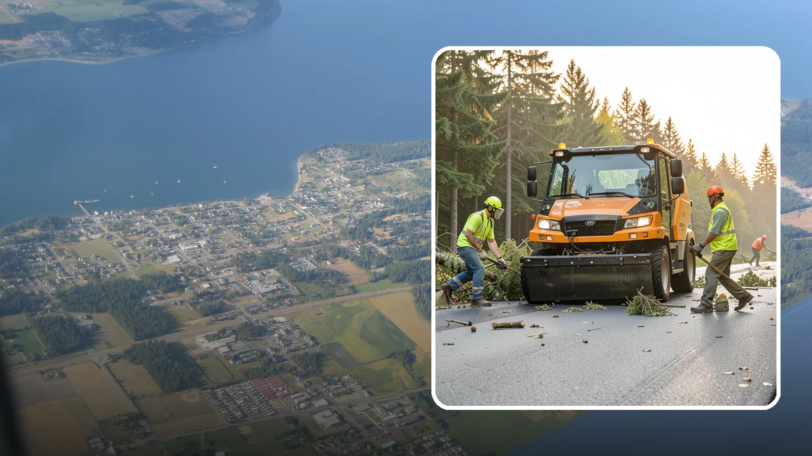 Storm Cleanup in Coupeville, Island County, WA - Post-storm debris clearing and hauling of downed limbs and trees from public roads, parks, and facilities with...