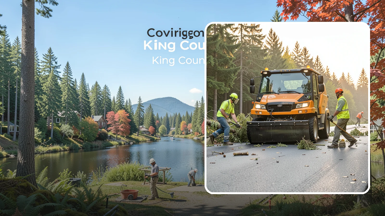 Storm Cleanup in Covington, King County, WA - Post-storm debris clearing and hauling of downed limbs and trees from public roads, parks, and facilities with...