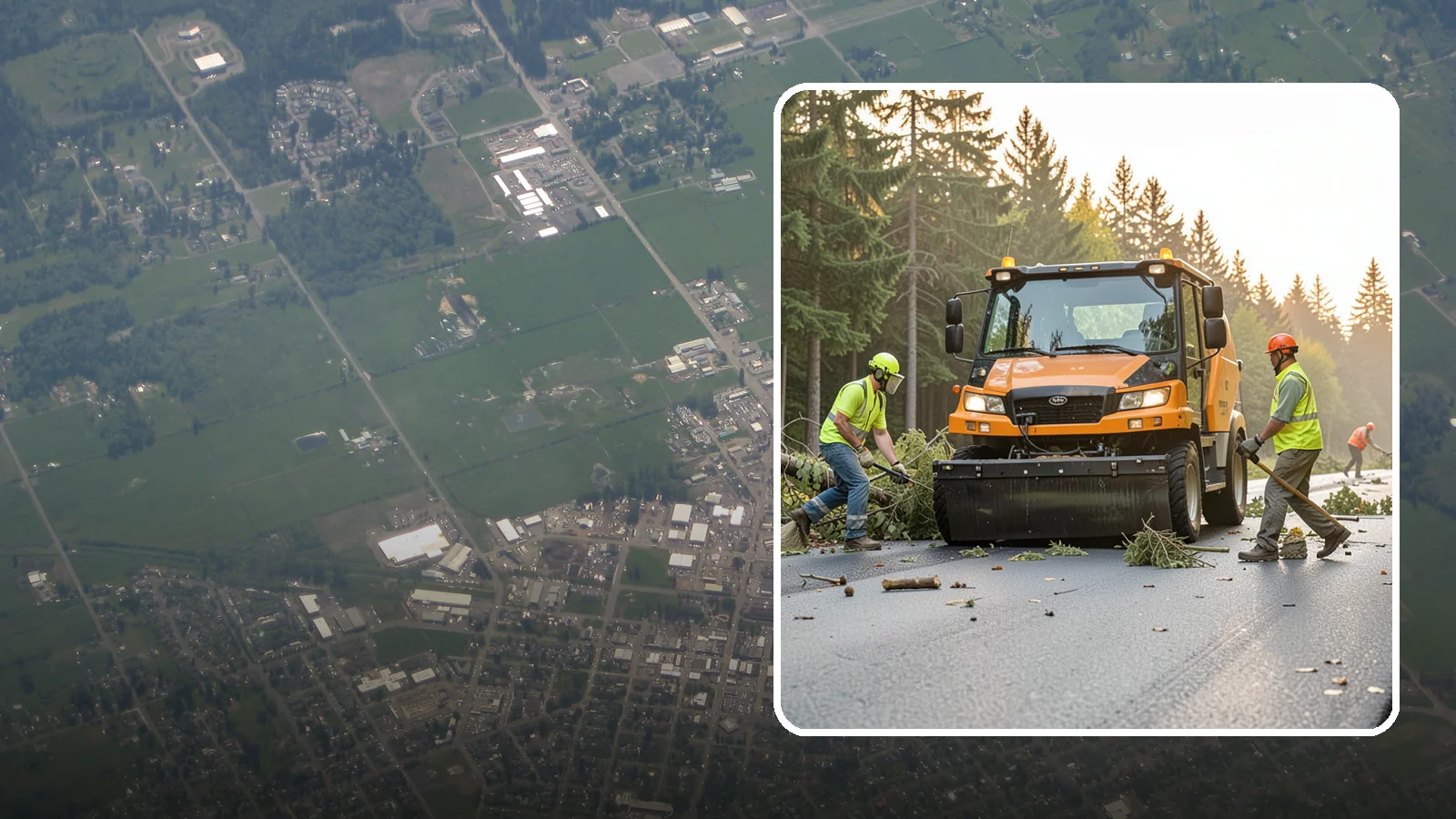 Storm Cleanup in Enumclaw, King County, WA - Post-storm debris clearing and hauling of downed limbs and trees from public roads, parks, and facilities with...