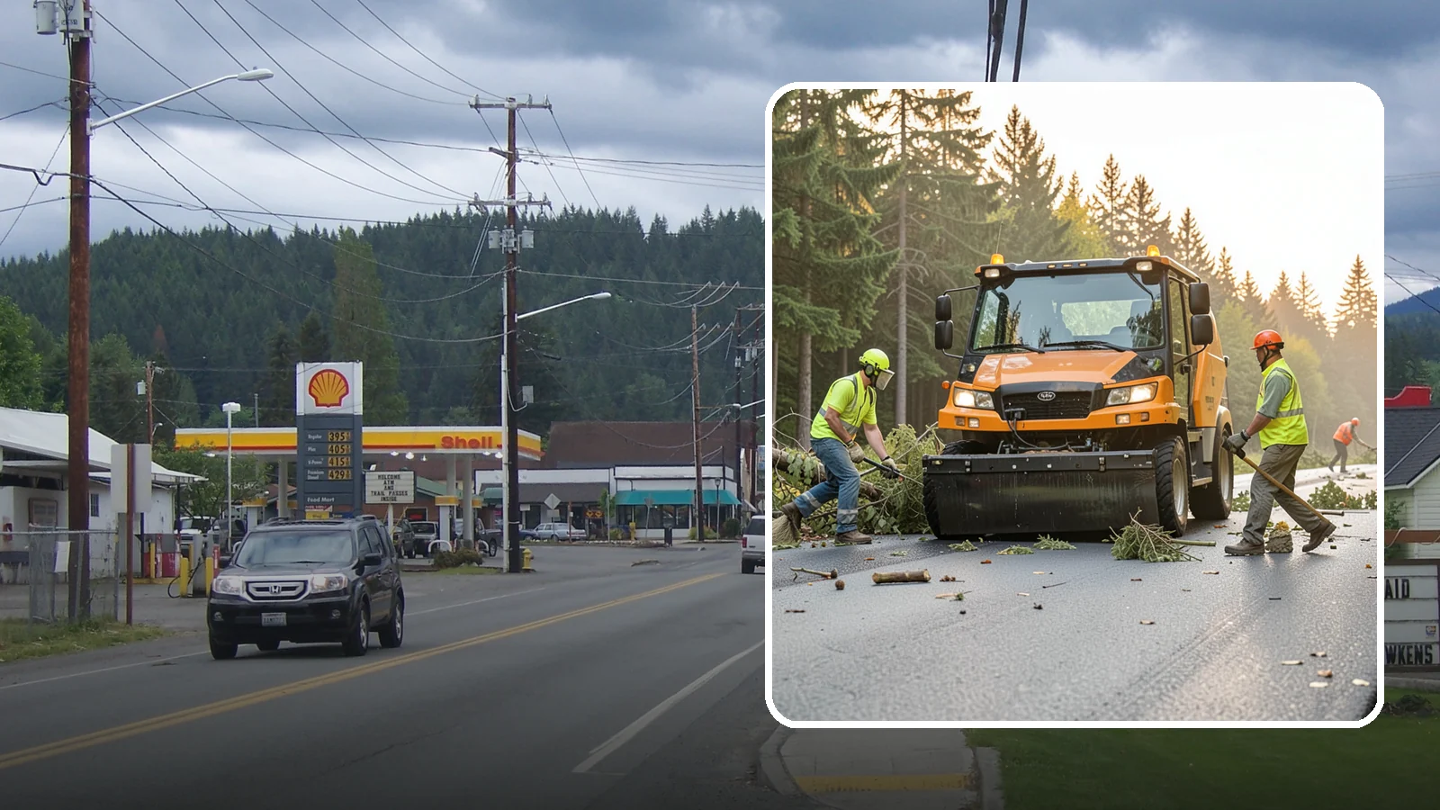 Storm Cleanup in Granite Falls, Snohomish County, WA - Post-storm debris clearing and hauling of downed limbs and trees from public roads, parks, and facilities with...