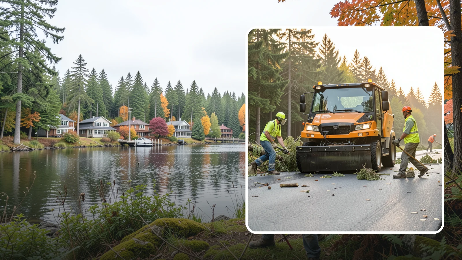 Storm Cleanup in La Conner, Skagit County, WA - Post-storm debris clearing and hauling of downed limbs and trees from public roads, parks, and facilities with...