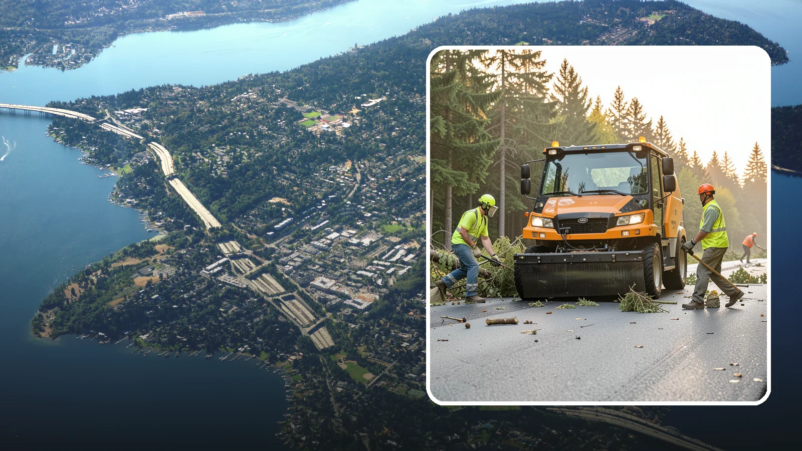 Storm Cleanup in Mercer Island, King County, WA - Post-storm debris clearing and hauling of downed limbs and trees from public roads, parks, and facilities with...