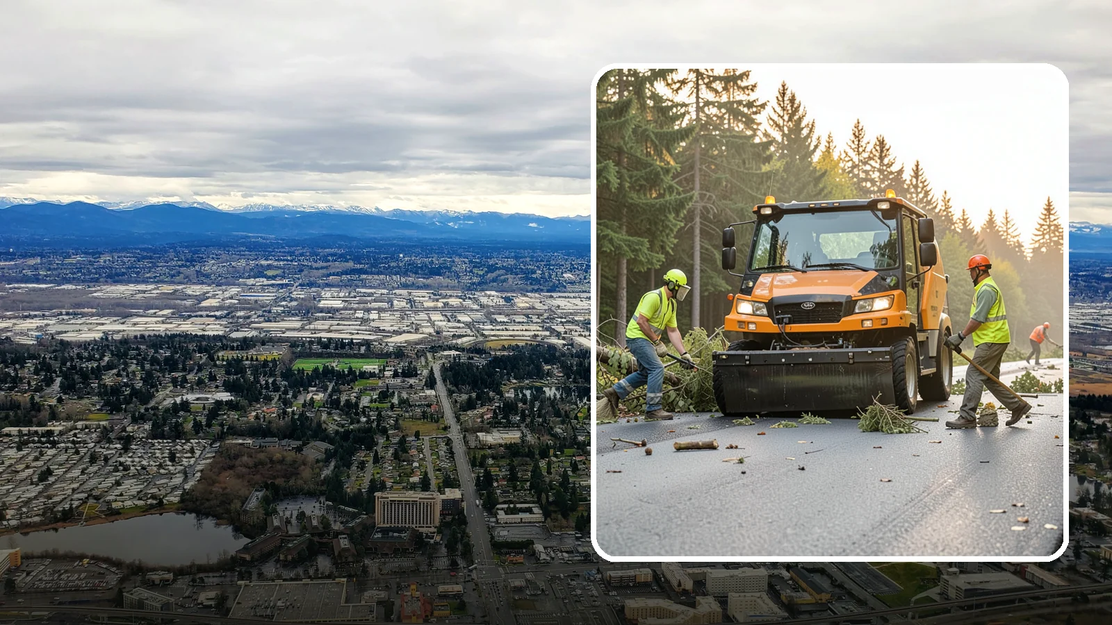Storm Cleanup in SeaTac, King County, WA - Post-storm debris clearing and hauling of downed limbs and trees from public roads, parks, and facilities with...