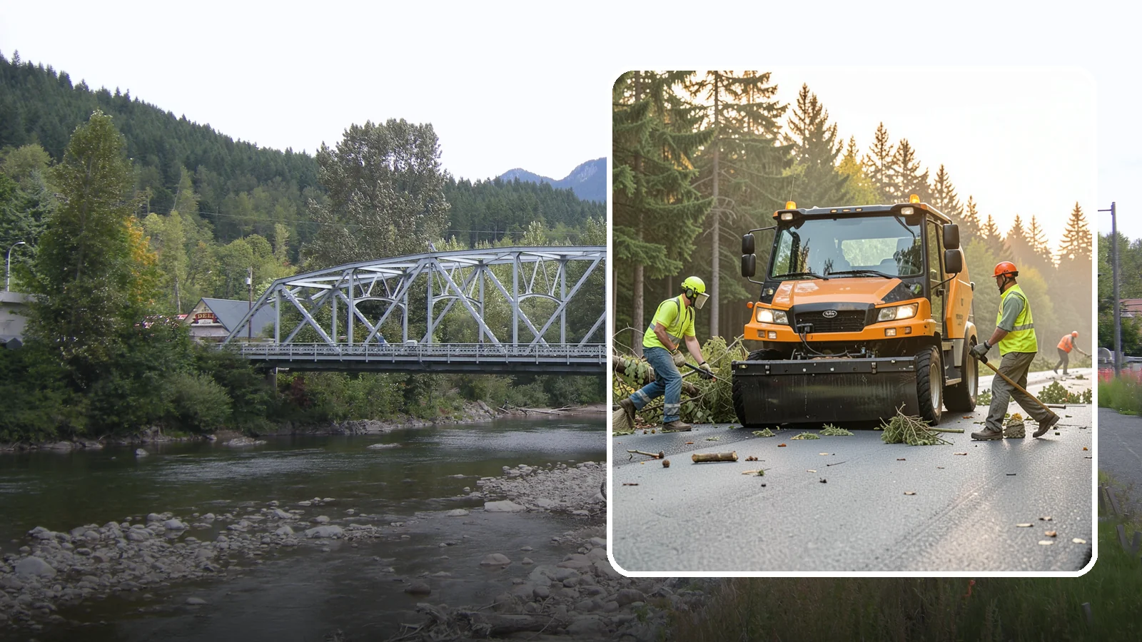 Storm Cleanup in Skykomish, King County, WA - Post-storm debris clearing and hauling of downed limbs and trees from public roads, parks, and facilities with...