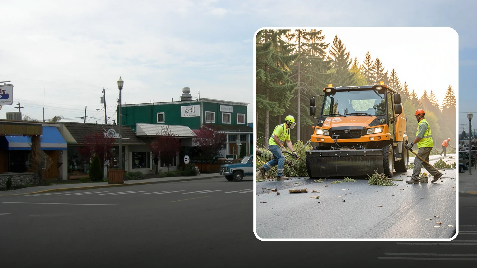 Storm Cleanup in Stanwood, Snohomish County, WA - Post-storm debris clearing and hauling of downed limbs and trees from public roads, parks, and facilities with...