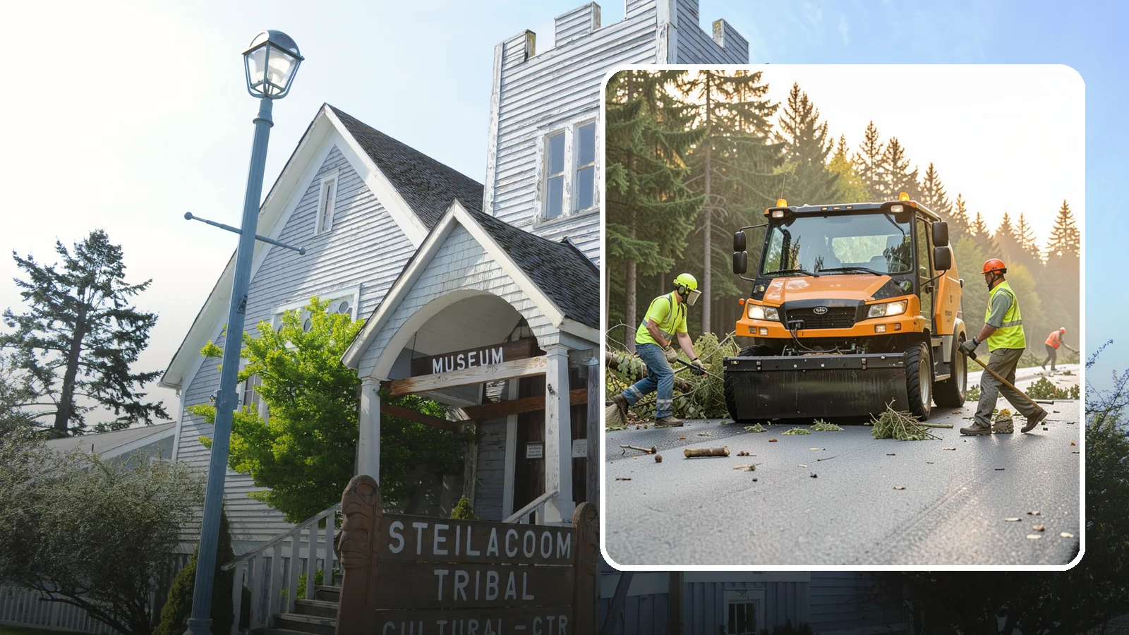 Storm Cleanup in Steilacoom, Pierce County, WA - Post-storm debris clearing and hauling of downed limbs and trees from public roads, parks, and facilities with...