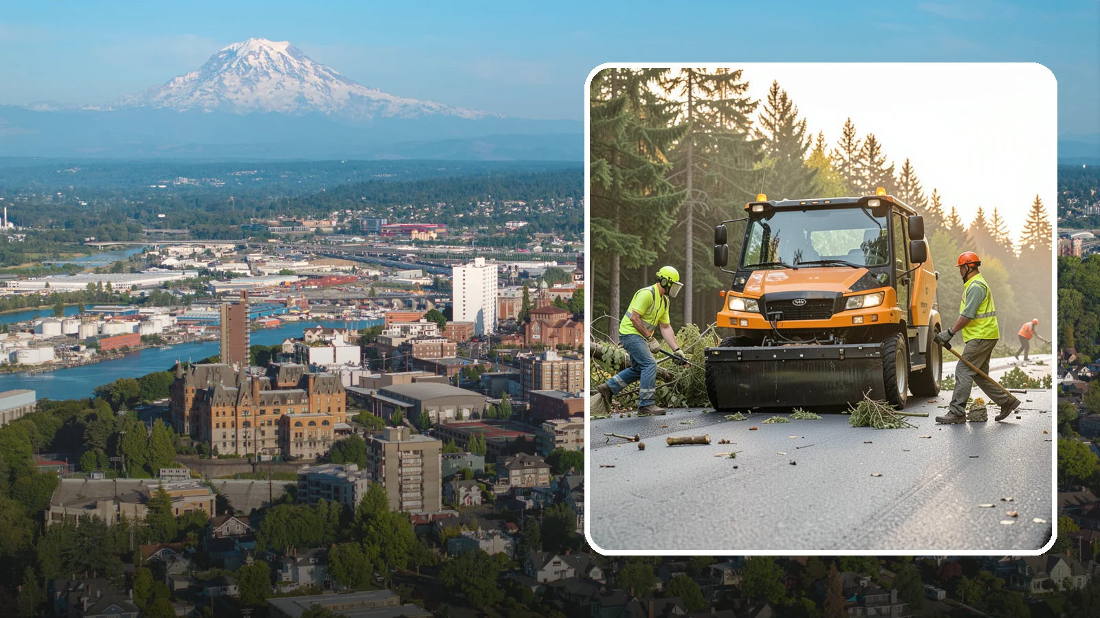 Storm Cleanup in Tacoma, Pierce County, WA - Post-storm debris clearing and hauling of downed limbs and trees from public roads, parks, and facilities with...