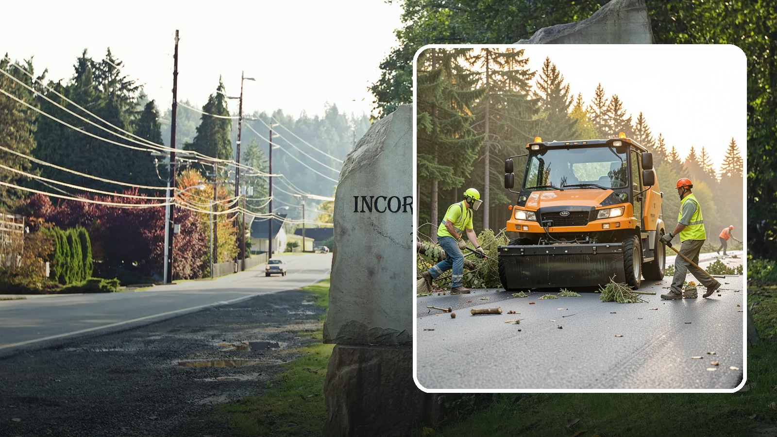 Storm Cleanup in Wilkeson, Pierce County, WA - Post-storm debris clearing and hauling of downed limbs and trees from public roads, parks, and facilities with...