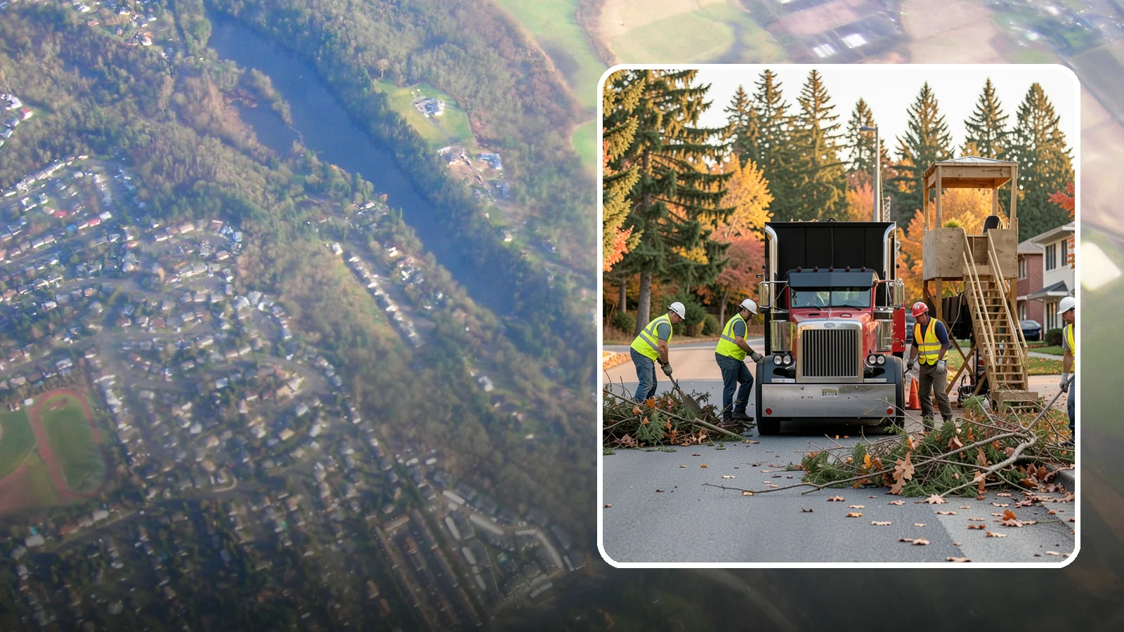 Storm Debris Collection in Algona, King County, WA - Post-storm collection of downed limbs, branches, and wind-blown debris from public areas.