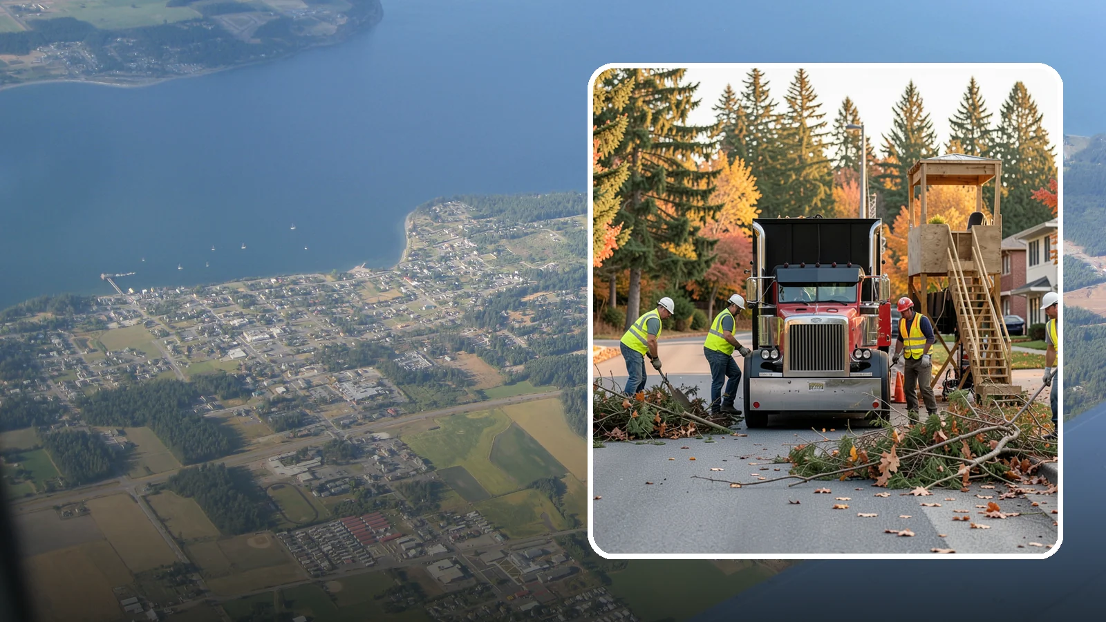Storm Debris Collection in Coupeville, Island County, WA - Post-storm collection of downed limbs, branches, and wind-blown debris from public areas.