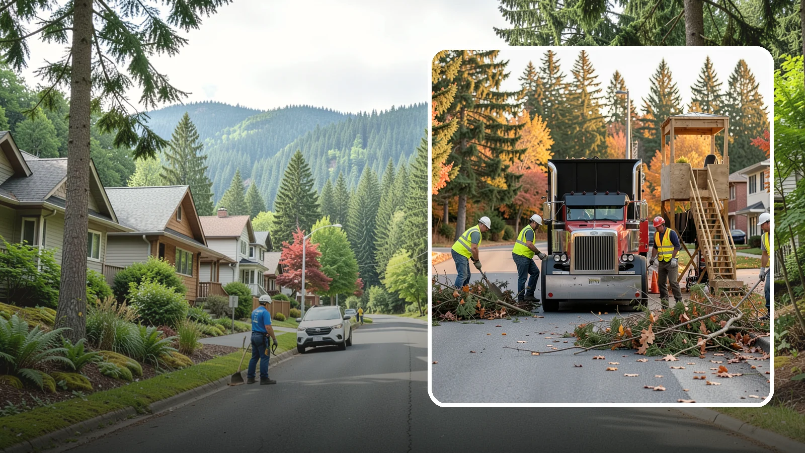 Storm Debris Collection in Darrington, Snohomish County, WA - Post-storm collection of downed limbs, branches, and wind-blown debris from public areas.