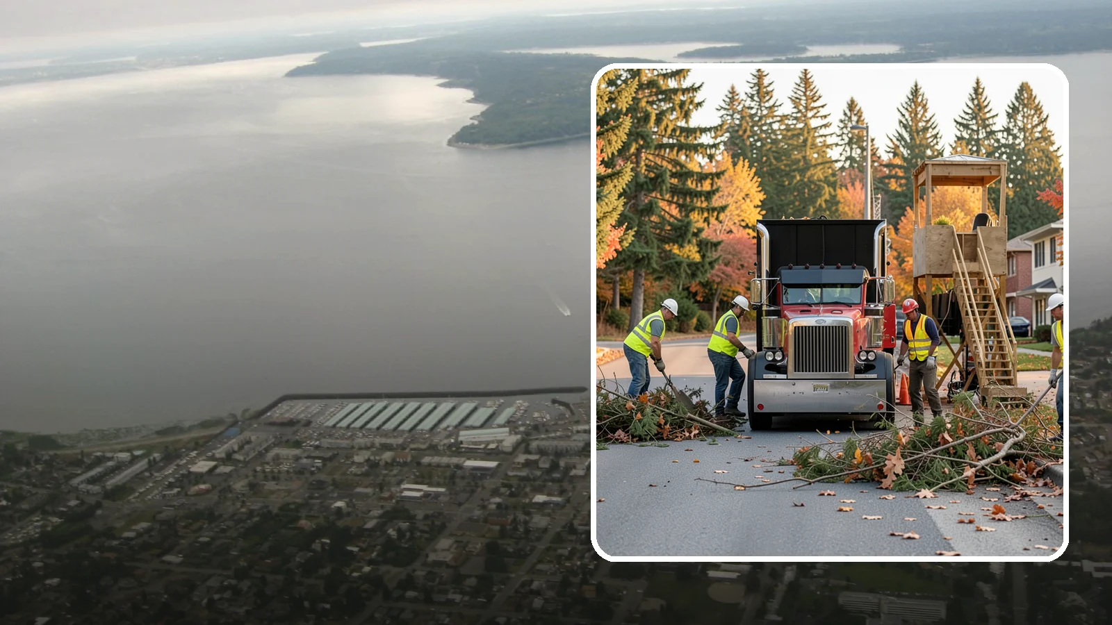Storm Debris Collection in Des Moines, King County, WA - Post-storm collection of downed limbs, branches, and wind-blown debris from public areas.