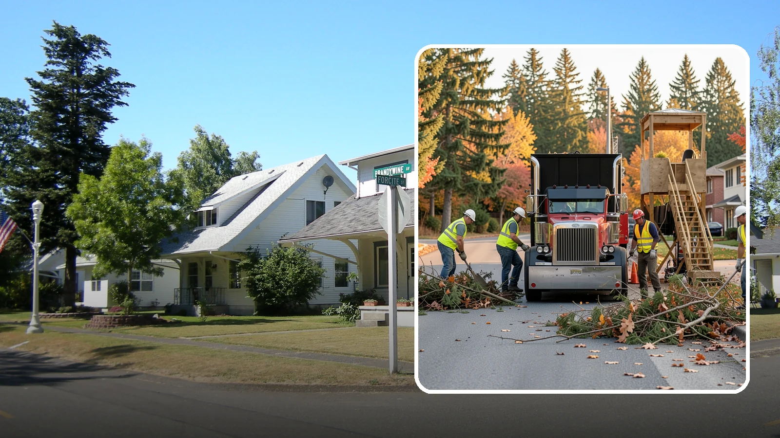 Storm Debris Collection in DuPont, Pierce County, WA - Post-storm collection of downed limbs, branches, and wind-blown debris from public areas.