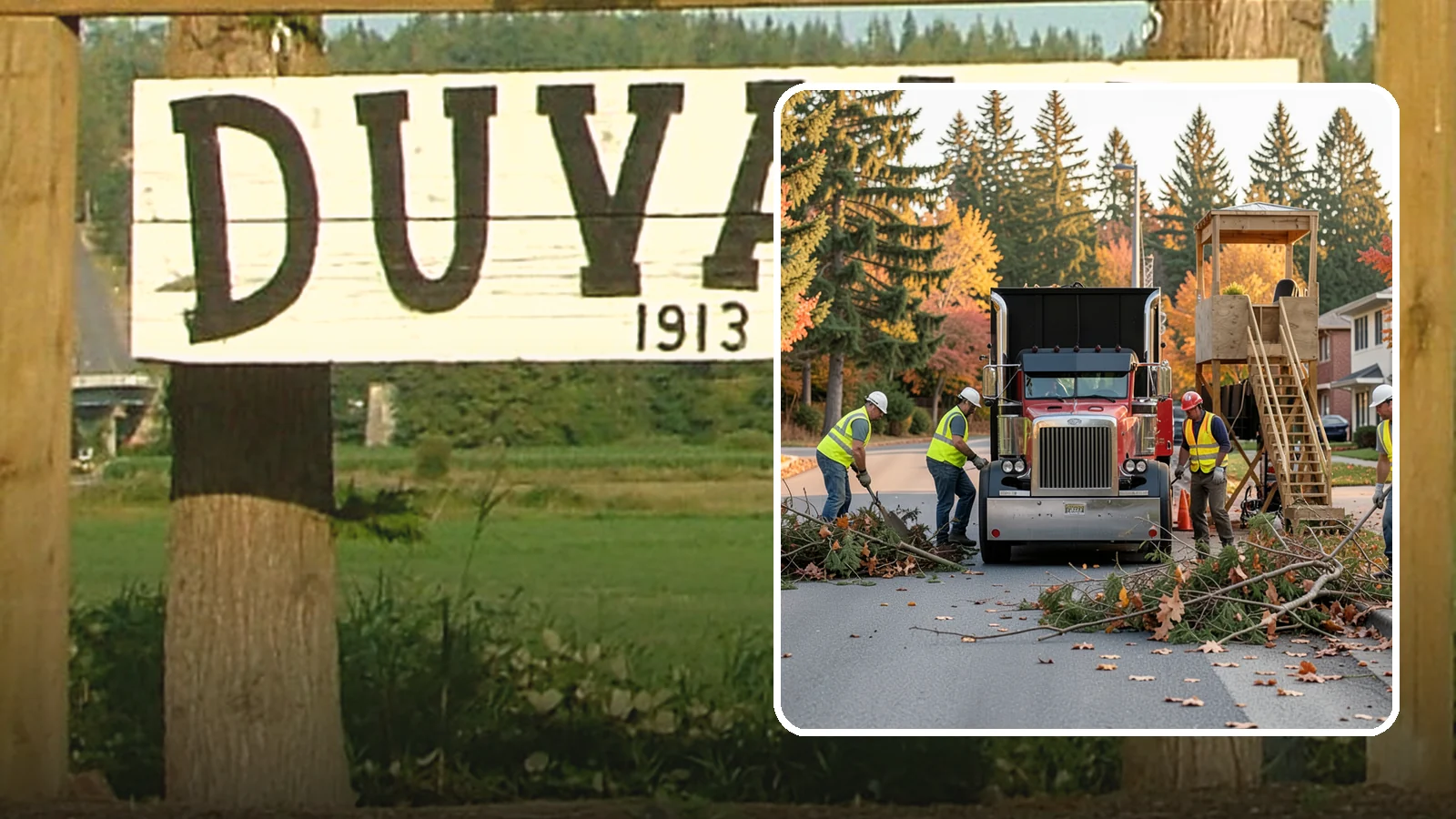 Storm Debris Collection in Duvall, King County, WA - Post-storm collection of downed limbs, branches, and wind-blown debris from public areas.