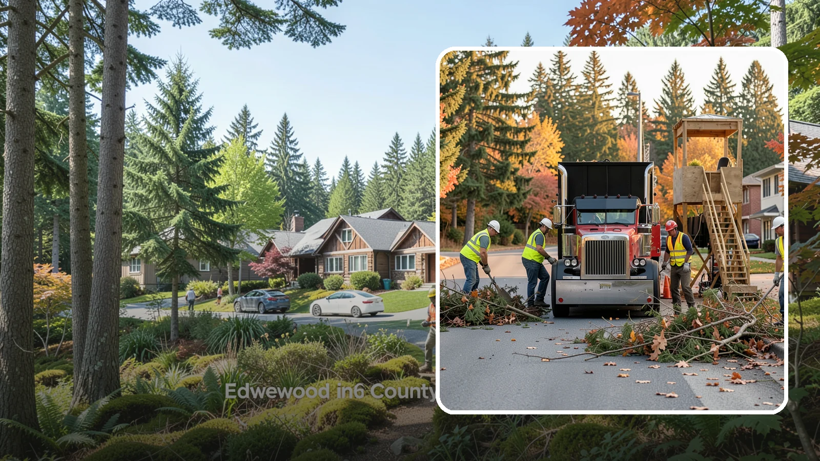 Storm Debris Collection in Edgewood, Pierce County, WA - Post-storm collection of downed limbs, branches, and wind-blown debris from public areas.
