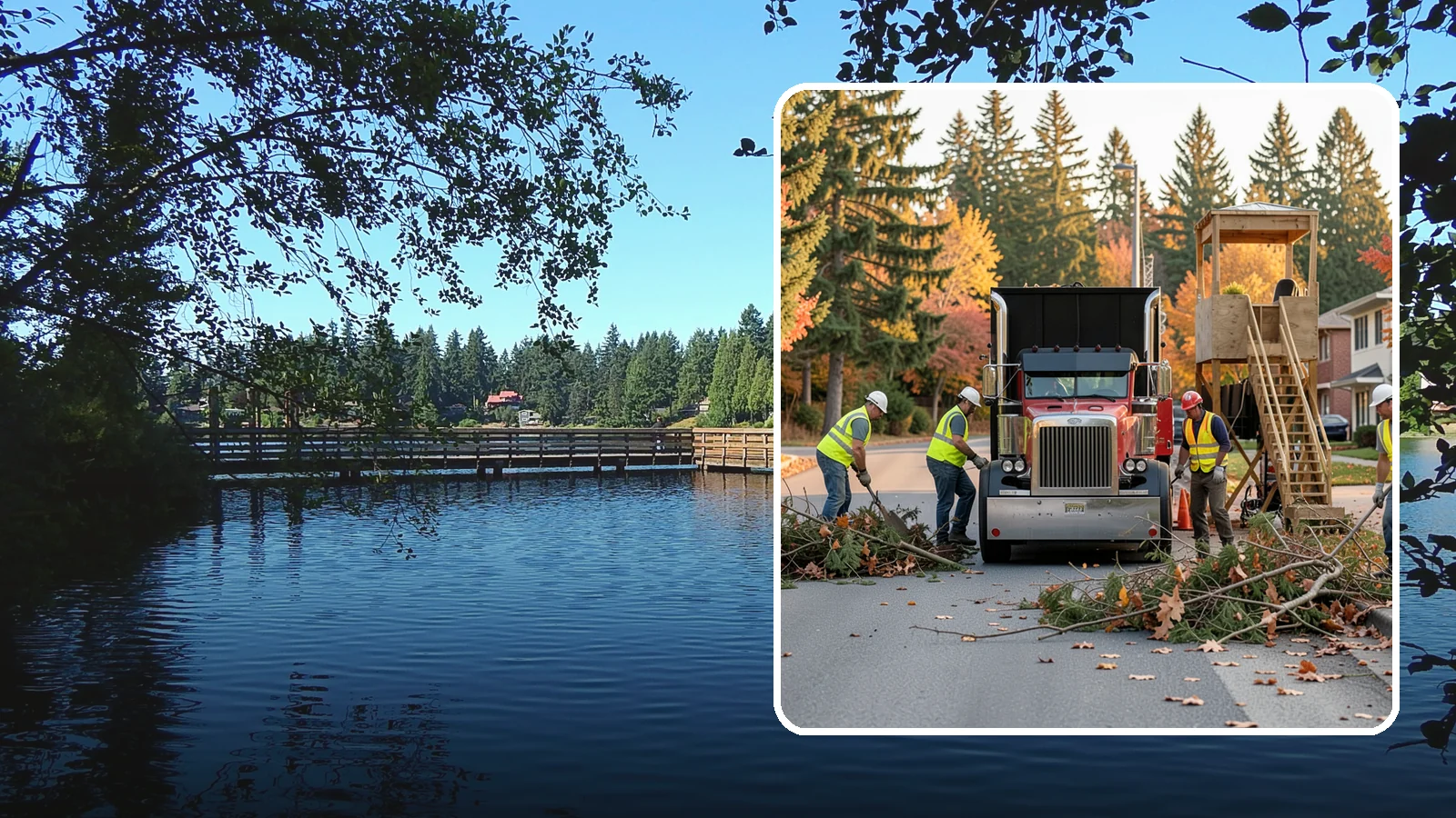 Storm Debris Collection in Federal Way, King County, WA - Post-storm collection of downed limbs, branches, and wind-blown debris from public areas.