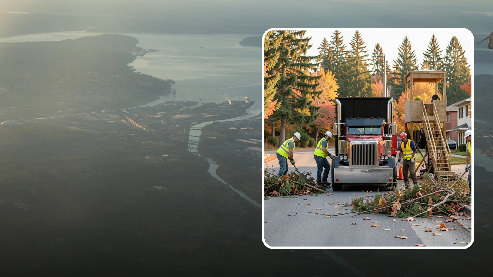 Storm Debris Collection in Fife, Pierce County, WA - Post-storm collection of downed limbs, branches, and wind-blown debris from public areas.