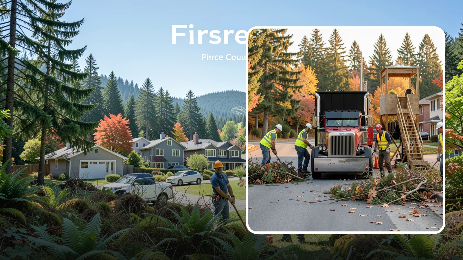 Storm Debris Collection in Fircrest, Pierce County, WA - Post-storm collection of downed limbs, branches, and wind-blown debris from public areas.