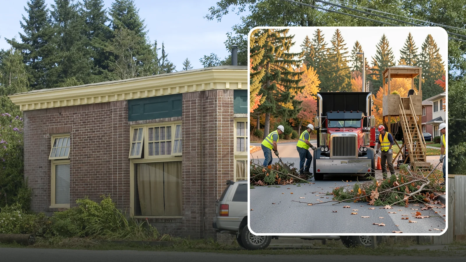 Storm Debris Collection in Hamilton, Skagit County, WA - Post-storm collection of downed limbs, branches, and wind-blown debris from public areas.