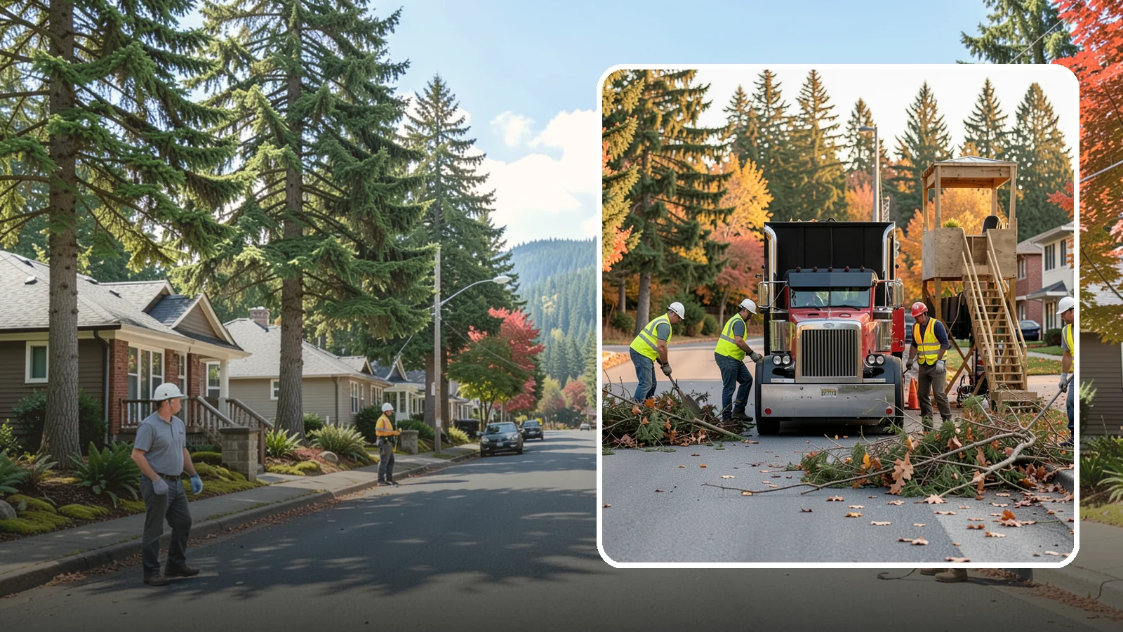 Storm Debris Collection in Hunts Point, King County, WA - Post-storm collection of downed limbs, branches, and wind-blown debris from public areas.