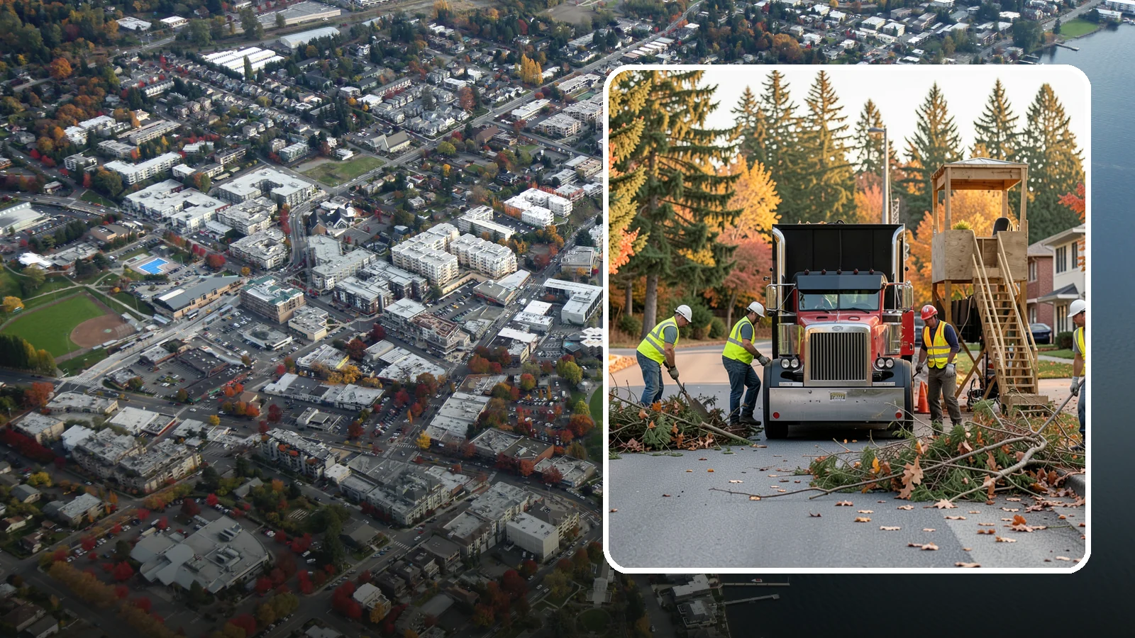 Storm Debris Collection in Kirkland, King County, WA - Post-storm collection of downed limbs, branches, and wind-blown debris from public areas.