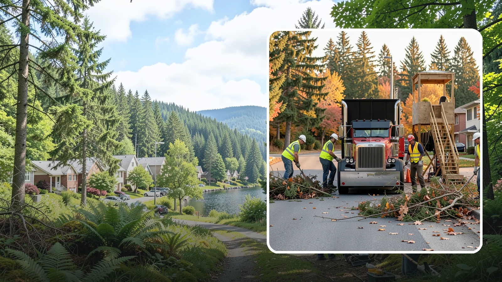Storm Debris Collection in Lake Forest Park, King County, WA - Post-storm collection of downed limbs, branches, and wind-blown debris from public areas.