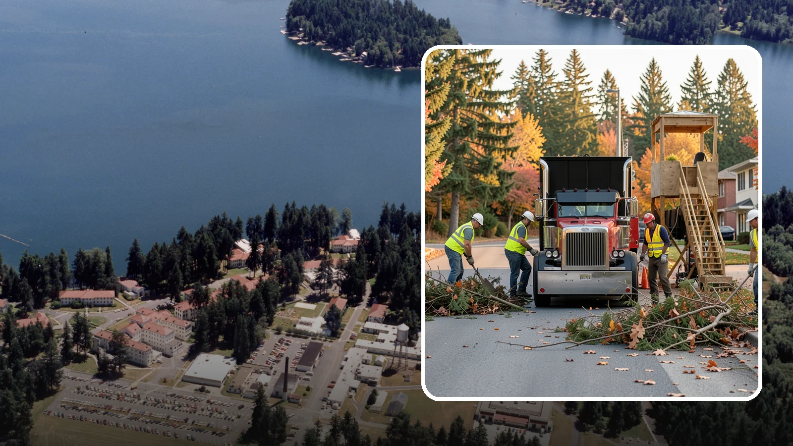 Storm Debris Collection in Lakewood, Pierce County, WA - Post-storm collection of downed limbs, branches, and wind-blown debris from public areas.